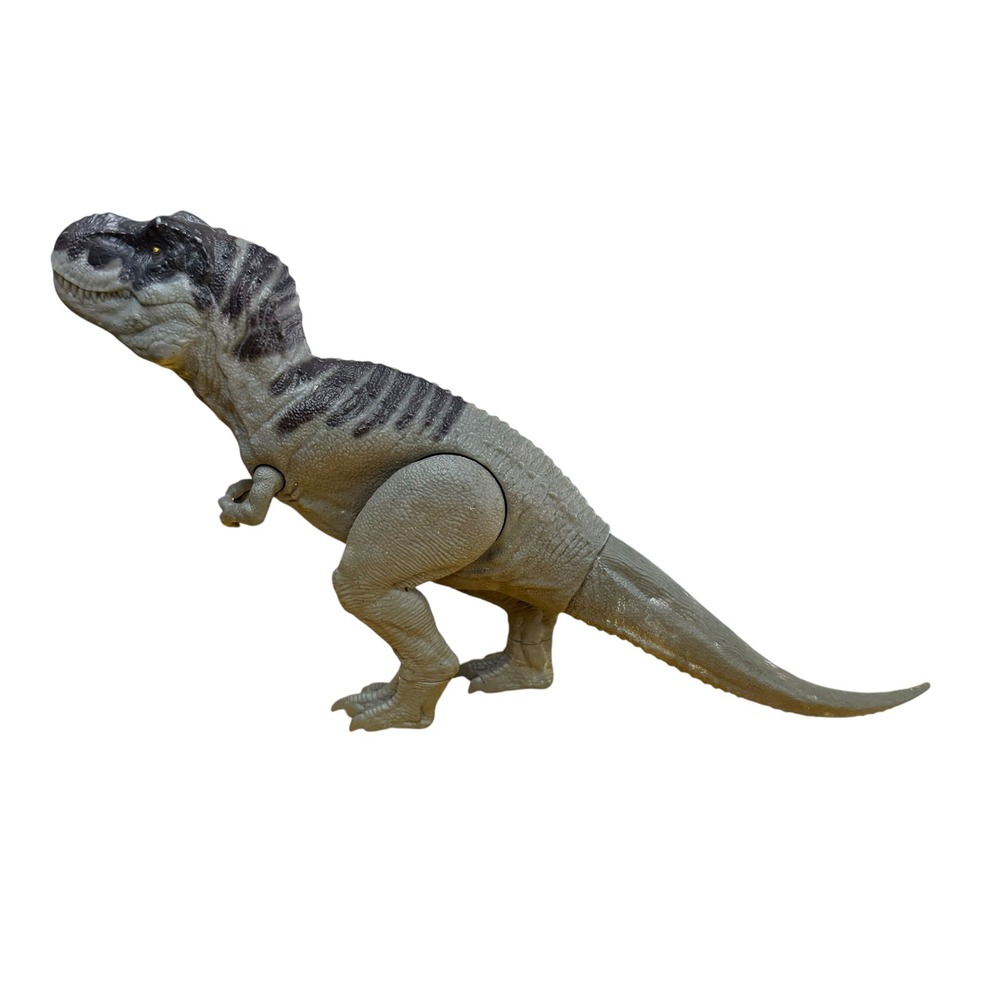Jurassic World Mattel Tyrannosaurus Rex T-Rex Action‎ Figure Grey Black Striped